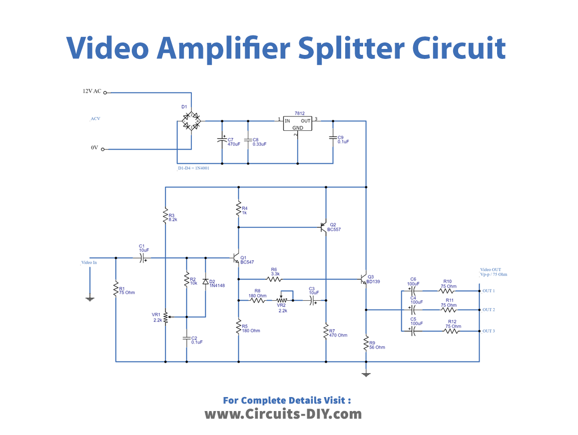 Video Amplifier Splitter Using Transistor