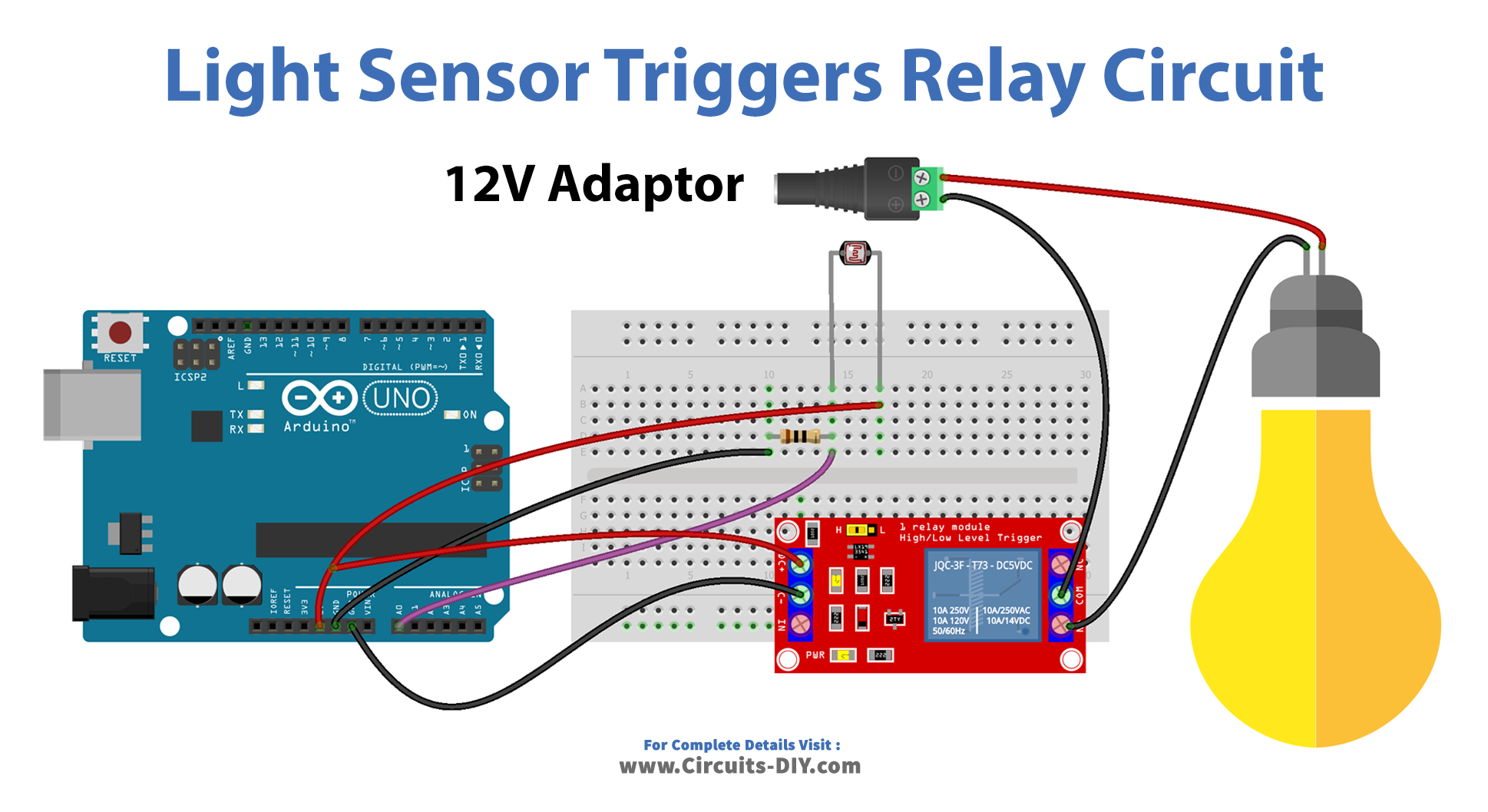 Light Sensor Triggers Relay Arduino Tutorial