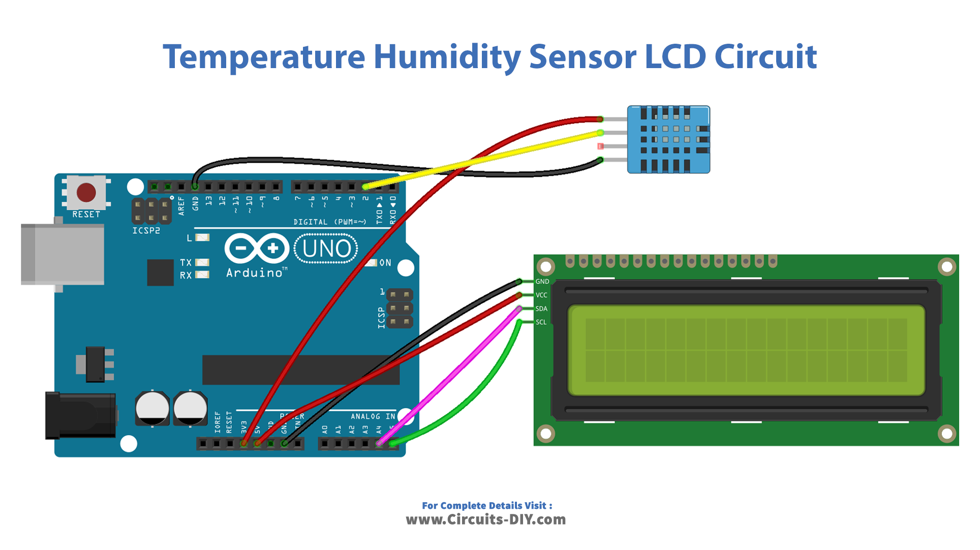 Temperature Humidity Sensor With Lcd Arduino Tutorial