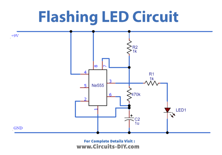 LED Flasher Circuit using 555 Timer