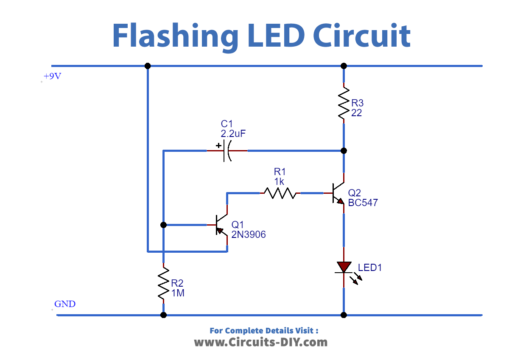 Simple Flashing LED using Transistors - LED Flasher