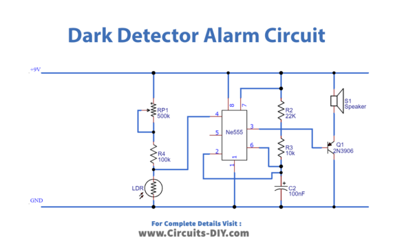 Dark Sensor Circuit using 555 timer