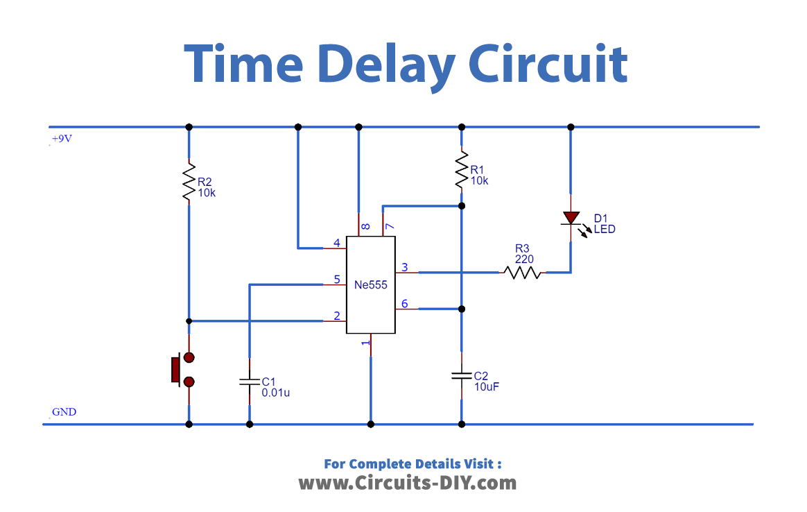 Time Delay Circuit Using 555 Timer