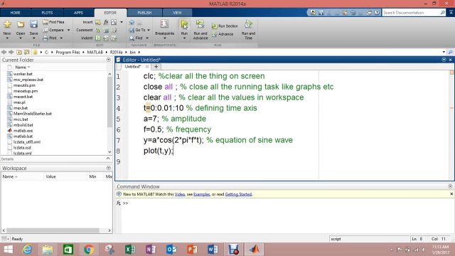 How to plot Sine Cosine wave in MATLAB