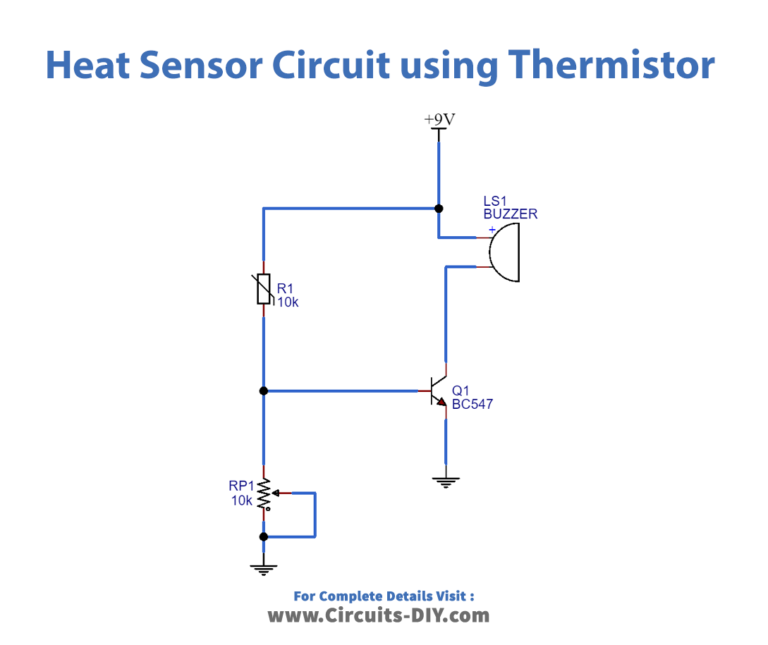 Heat Sensor Circuit using Thermistor & bc547 Transistor