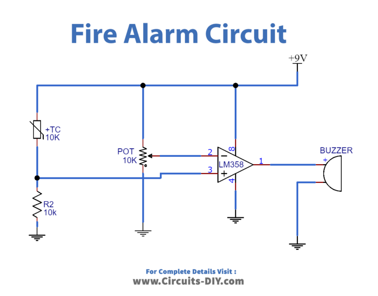 Simple Fire Alarm Circuit using LM358 — Circuits DIY