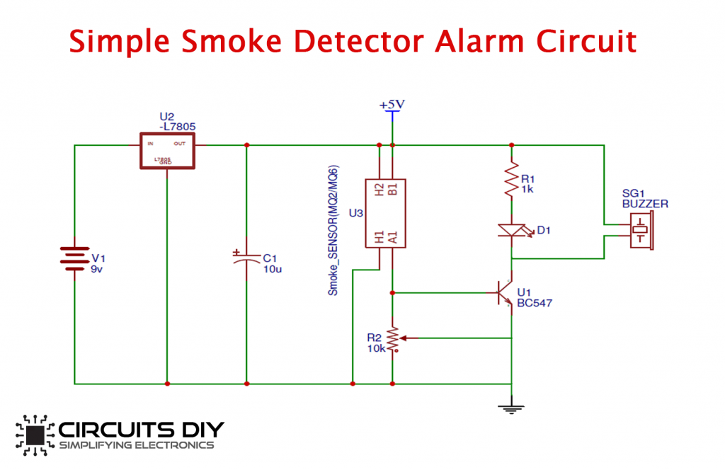 Simple Smoke Detector Alarm Circuit MQ2/MQ6