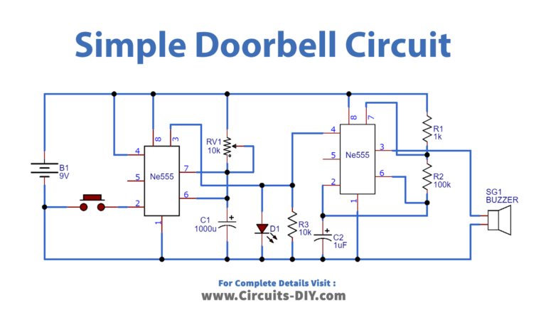 Simple DoorBell Circuit using 555 Timer IC