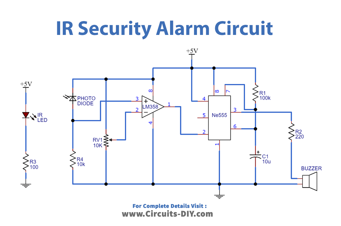 Infrared IR Based Security Alarm Circuit