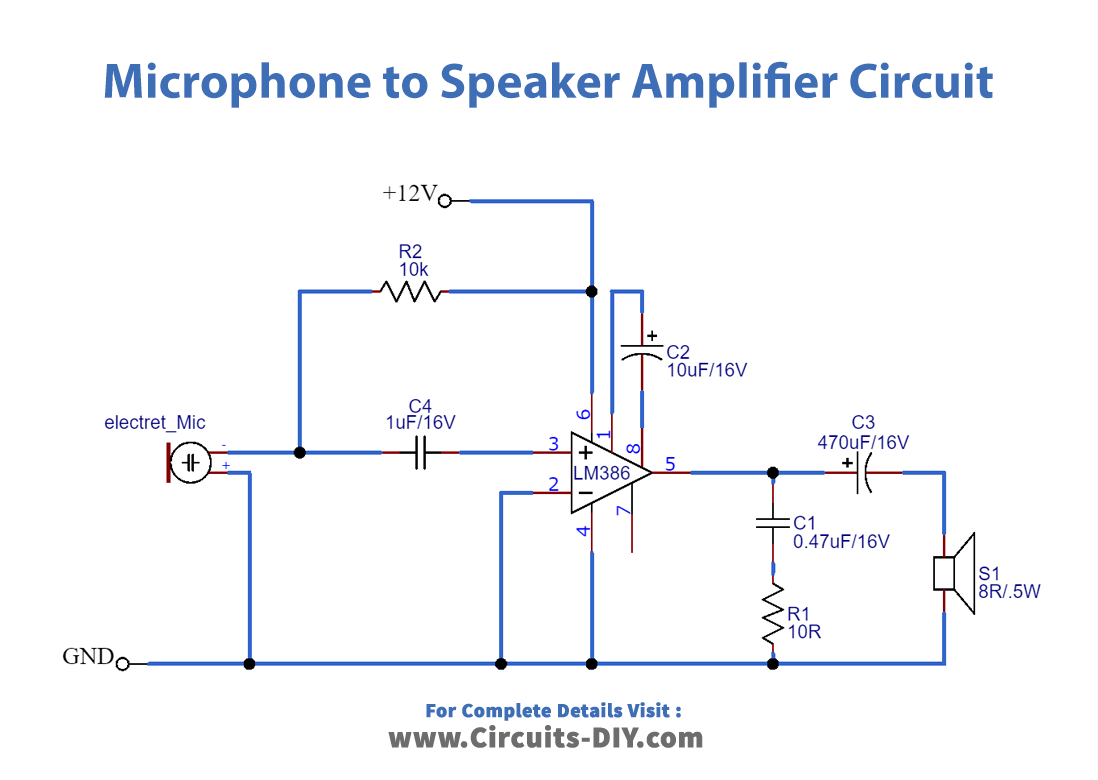 Simple Microphone to Speaker Amplifier Circuit