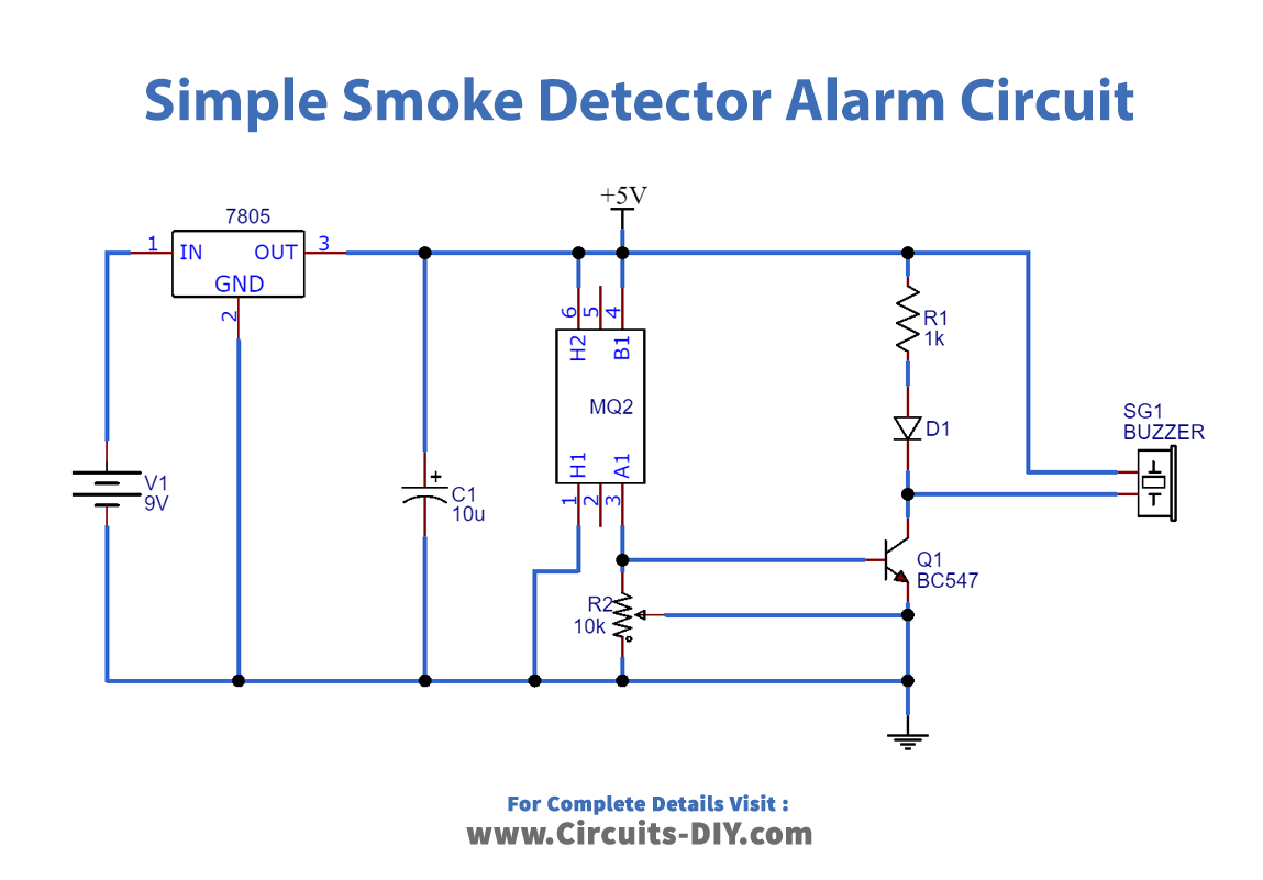 Simple Smoke Detector Alarm Circuit Mq2mq6 8586
