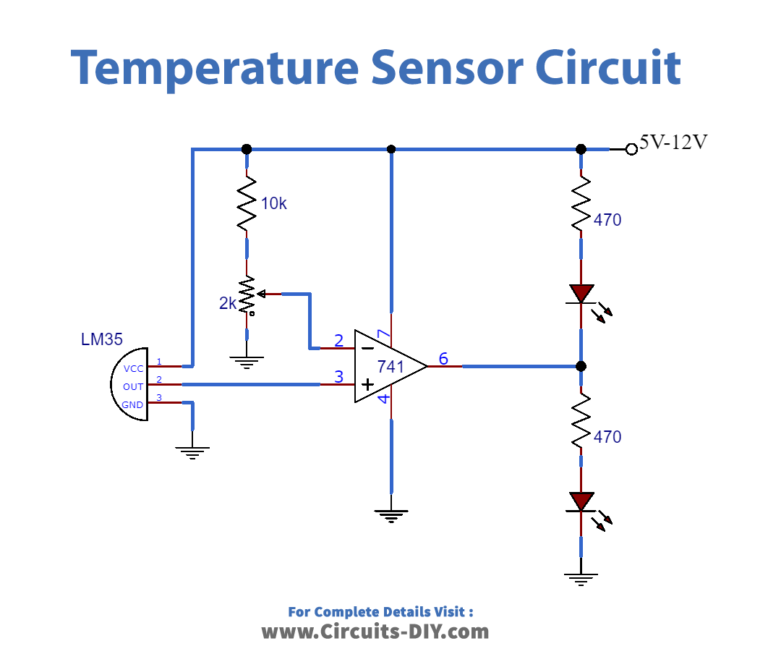 Simple Temperature Sensor Circuit using LM35 IC