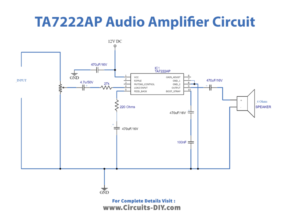 audio amplifier circuit using ta7222ap