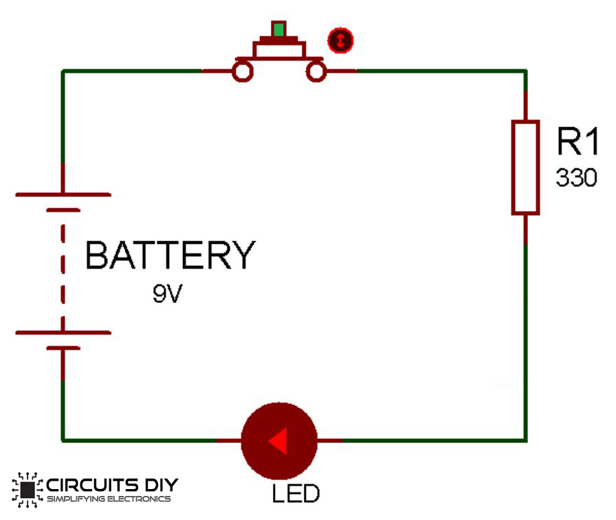 Push Button LED Circuit - Basic Electronics