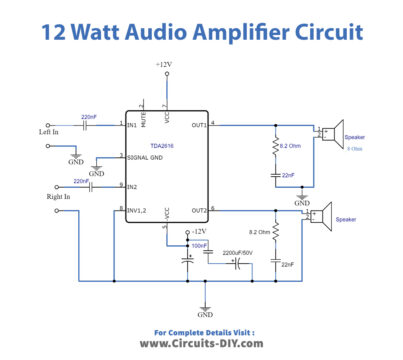 12 Watt Audio Amplifier Circuit Using TDA2616 - Power Amplifier