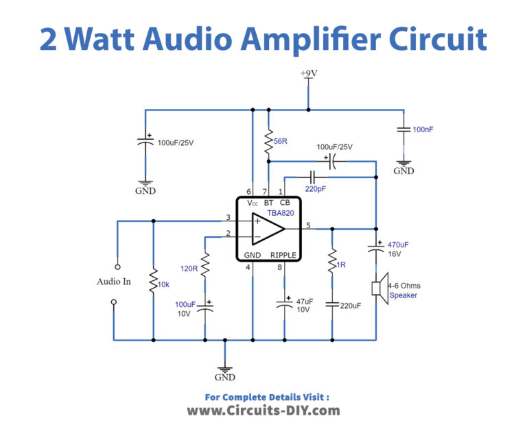 2 Watt Audio Amplifier Circuit using TBA820