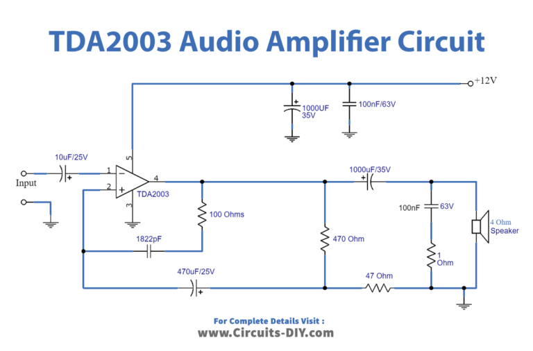 Voice Amplifier Circuit Using TDA2003 Amplifier IC