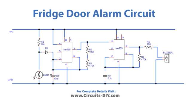 How to make Fridge Door Alarm Circuit using 555 Timer IC