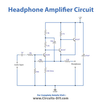 Headphone Amplifier Circuit using 3 Transistors - DIY