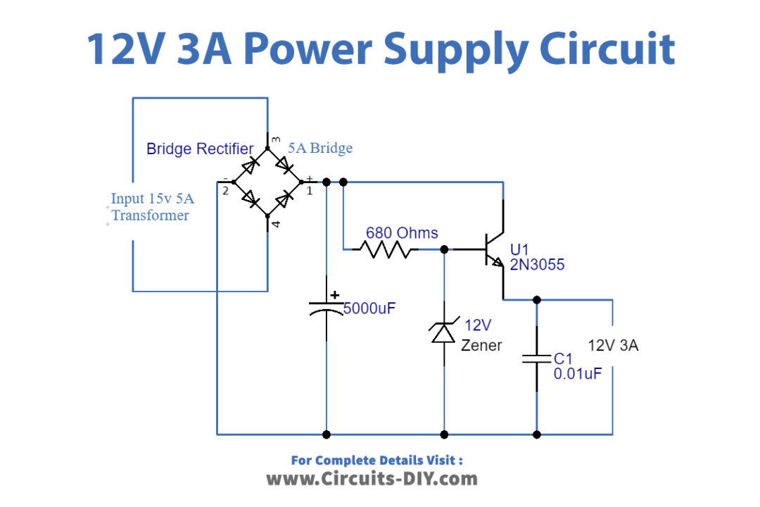 Simple-12V-3A-Power-Supply-Circuit-Diagram-Schematic