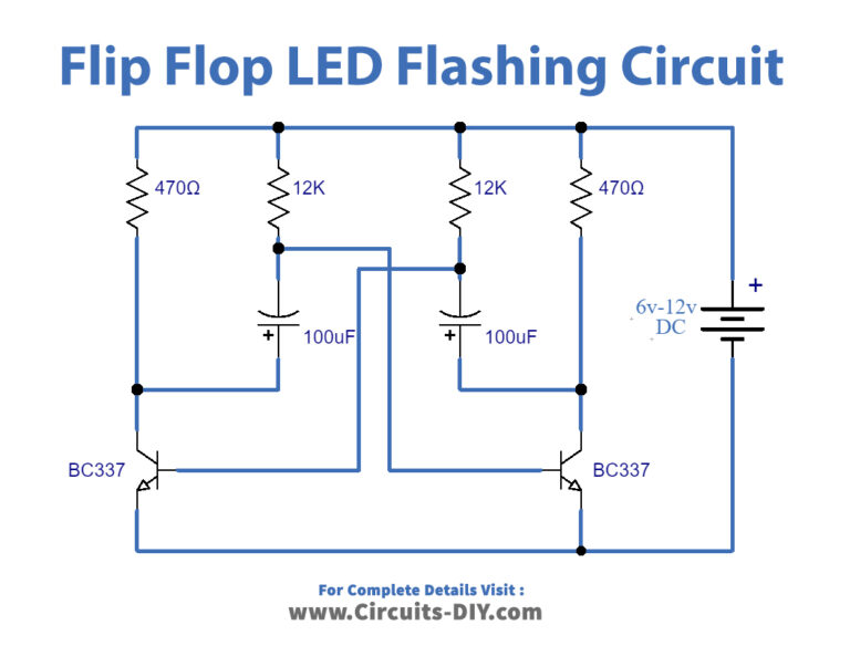 Flip-Flop LED Flashing Circuit Using Astable Multivibrator