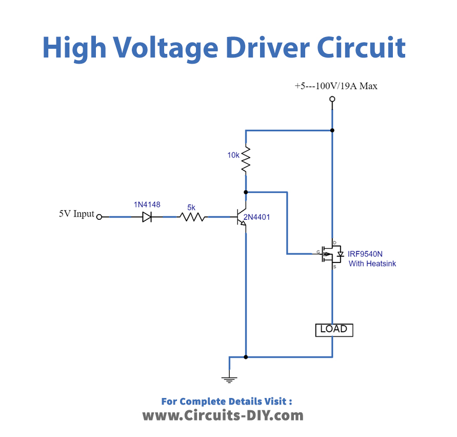 Arduino High Voltage Driver Circuit Using IRF9540 Power MOSFET