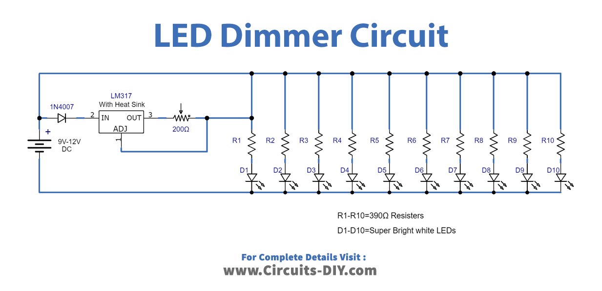 LED Circuit Using LM317 Voltage IC