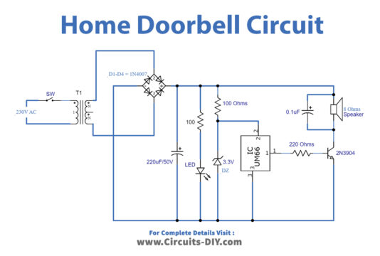 DIY Doorbell Circuit for Homes - Electronics Projects