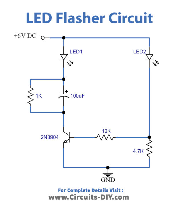 one-transistor-led-flasher-Circuit-Diagram-Schematic
