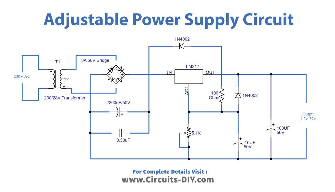 variable-adjustable-power-supply-lm317-Circuit-Diagram-Schematic