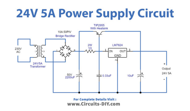 24 Volt 5 Ampere Power Supply Circuit