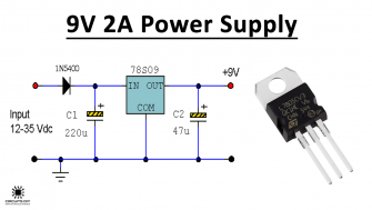 9V Power Supply Using LM7809 Voltage Regulator IC