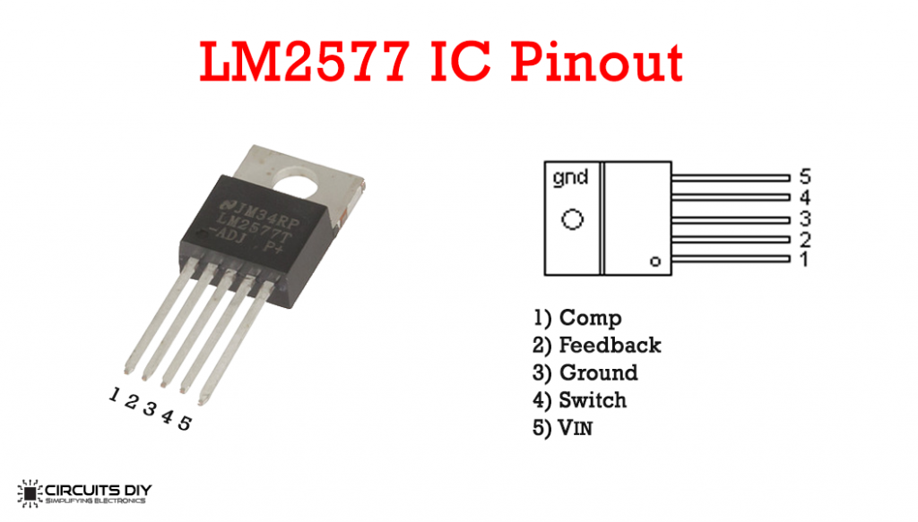 LM2577 Step Up Switching Regulator IC Pinout