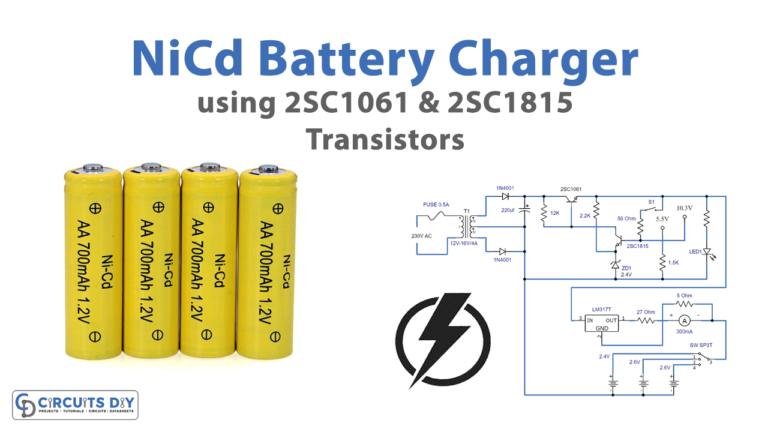 NiCd Battery Charger Schematic with 2SC1061 & 2SC1815 Transistors