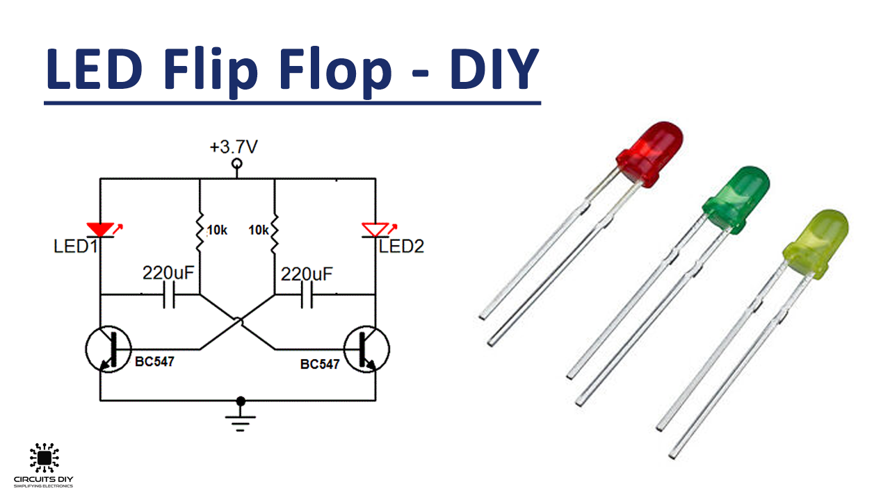 LED Flip Flop Circuit using BC547 Transistors