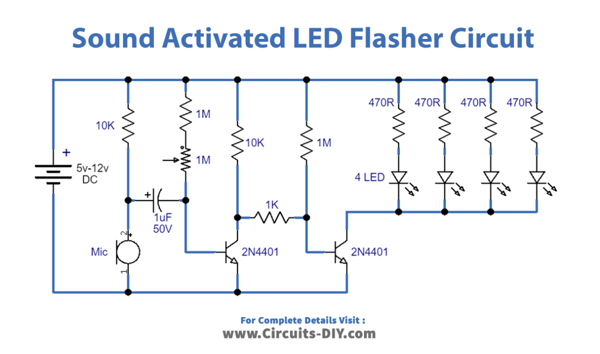 Sound Activated LED Flasher circuit