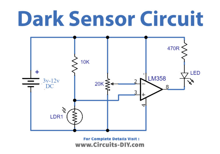 Light Dark Sensor Using LM358 IC