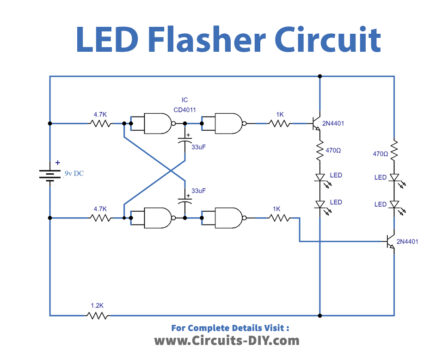 LED Flasher Using CD4011 IC