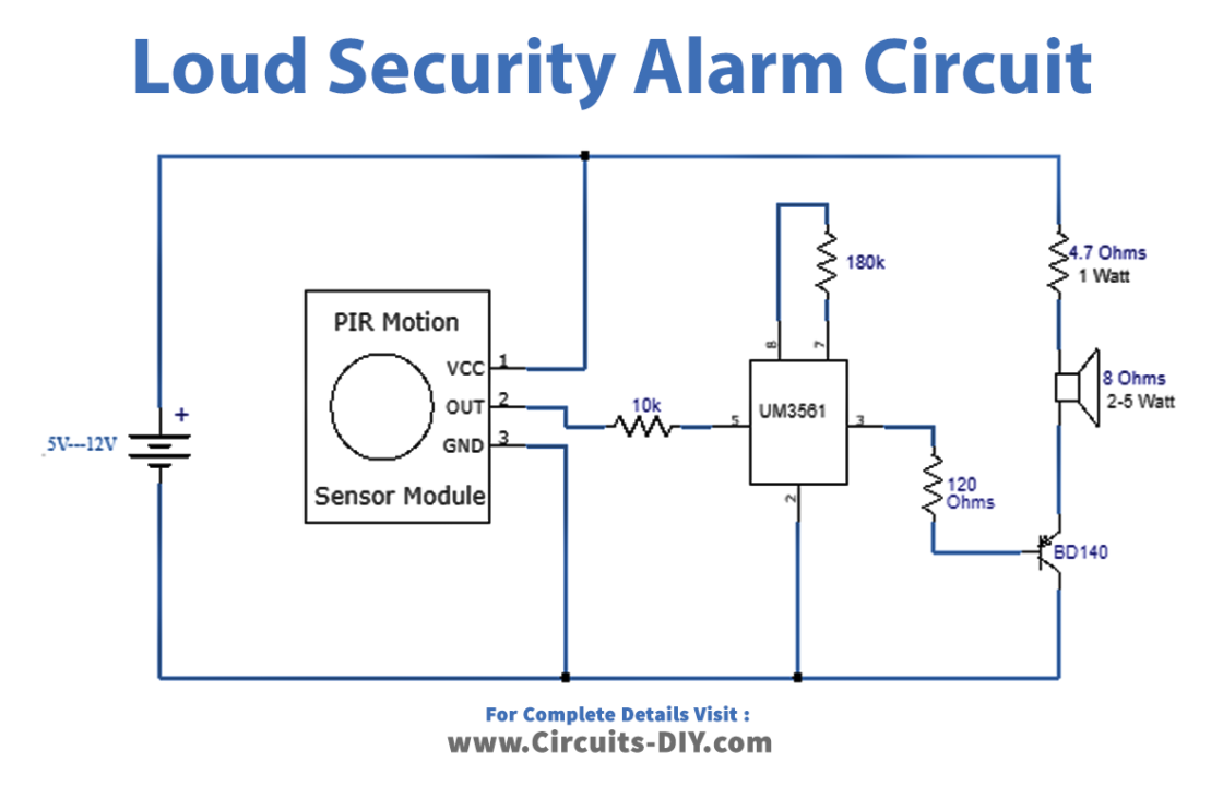 Loud Security Alarm Using PIR Sensor Module