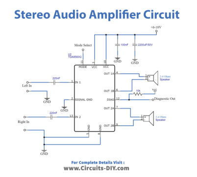 Stereo Audio Amplifier (40 Watt) Circuit using TDA8560Q