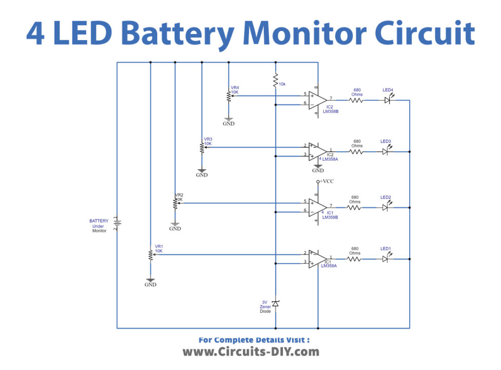 4-LED-Battery-Monitor-Circuit-Diagram-Schematic