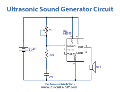 Ultrasonic Sound Generator using 555 Timer