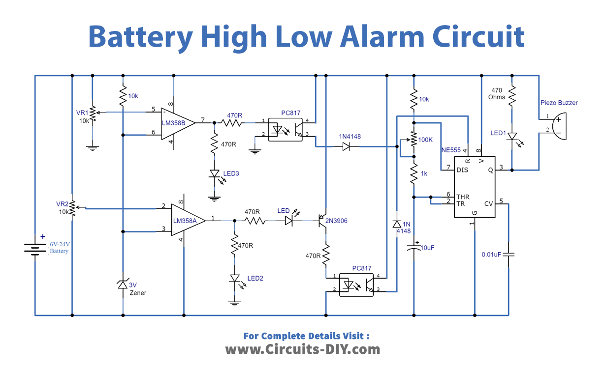 Battery High Low Alarm Circuit