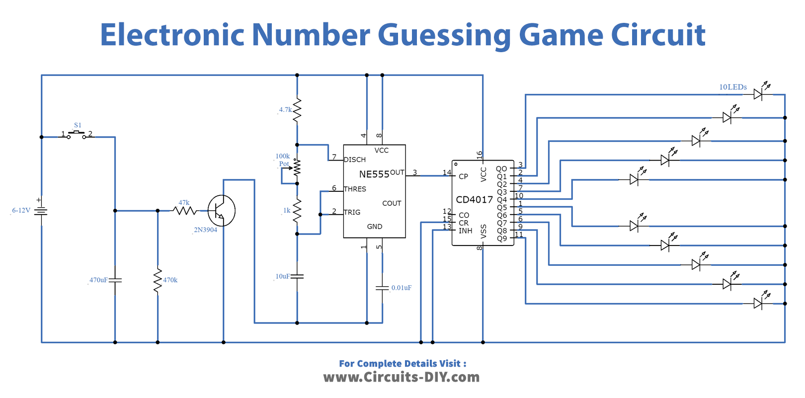 Electronic Number Guessing Game Circuit