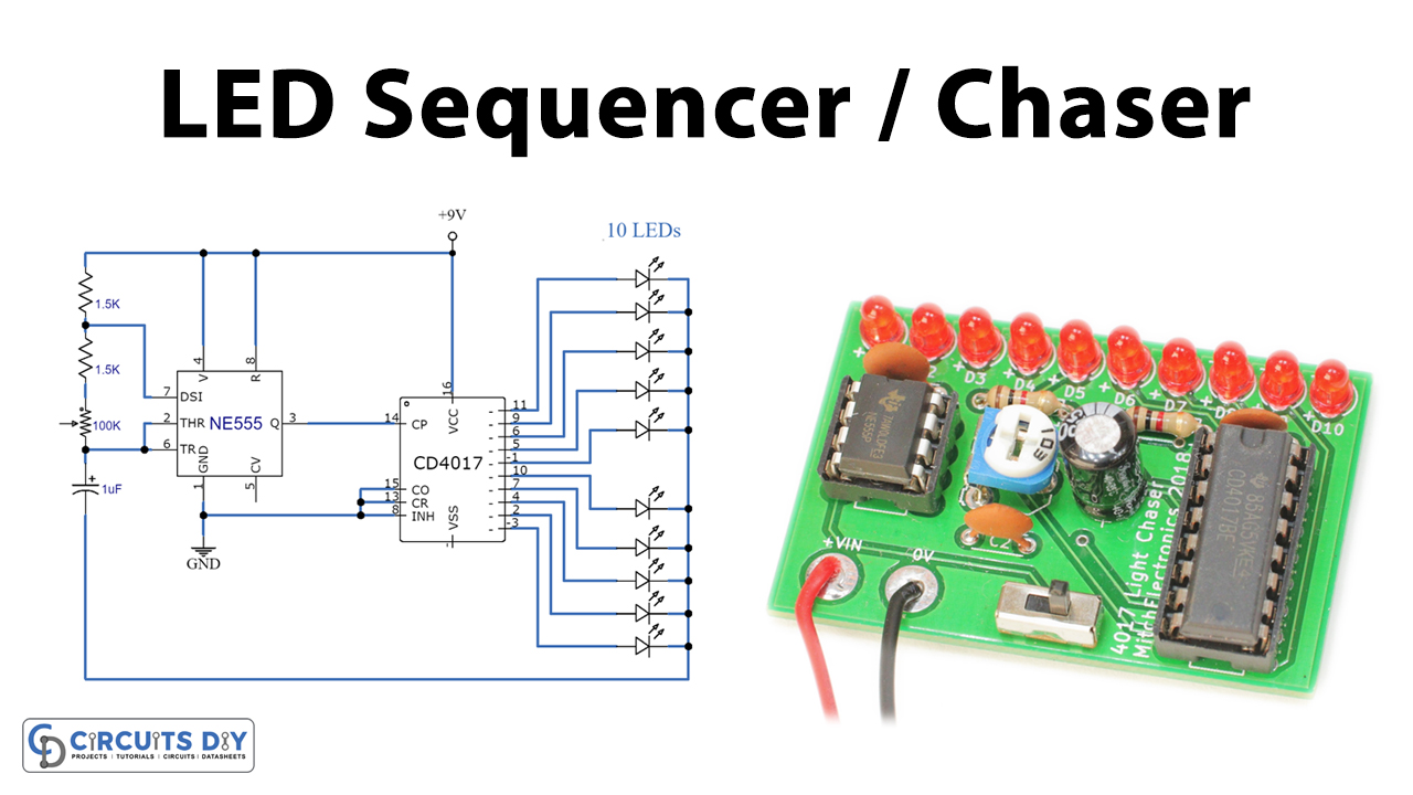 LED CHASER SEQUENCER kit UNBUILT electronic IC FLASHER MULTI-COLOR project DIY 