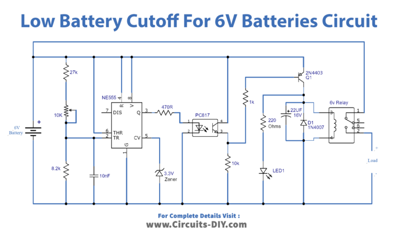 Low Battery Cutoff For 6V Batteries Using 555 IC