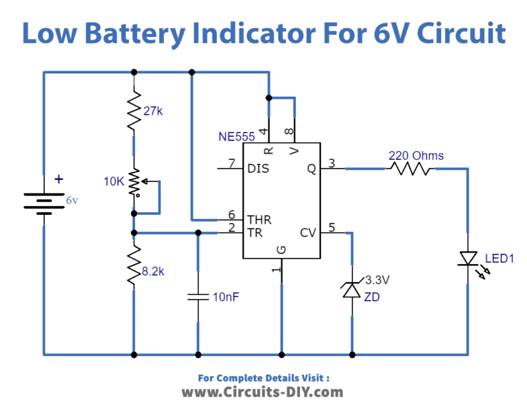 Low Battery Indicator using 555 Timer