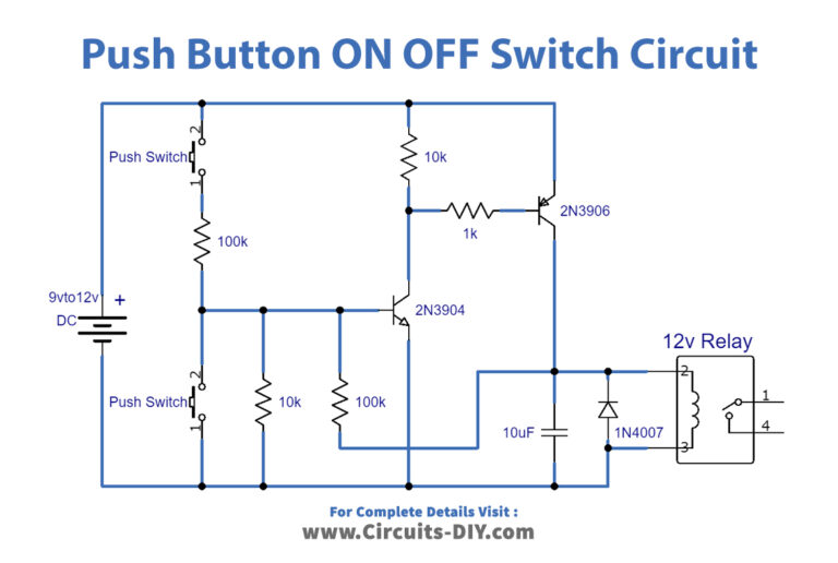 Push Button ON-OFF Switch Using Transistors