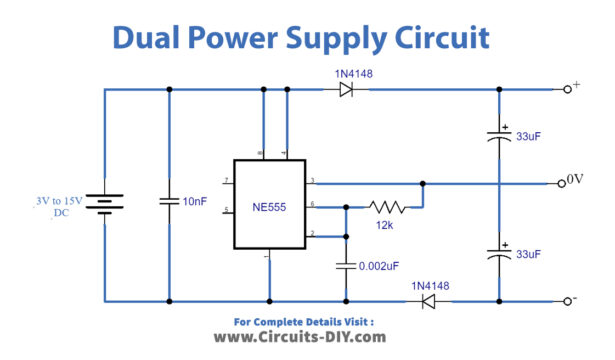 Dual Power Supply Using 555 Timer IC