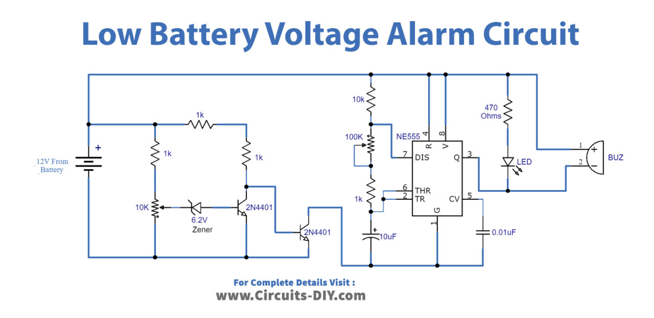 low-battery-voltage-indicator-alarm-Circuit-Diagram-Schematic
